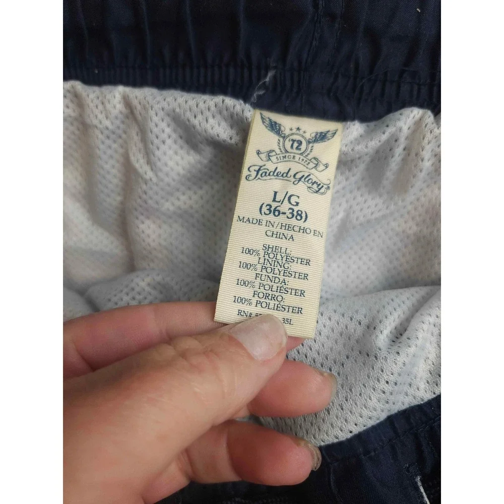 Faded Glory Mens Navy Blue Star Print Swim Trunks Board Shorts Large 36-38